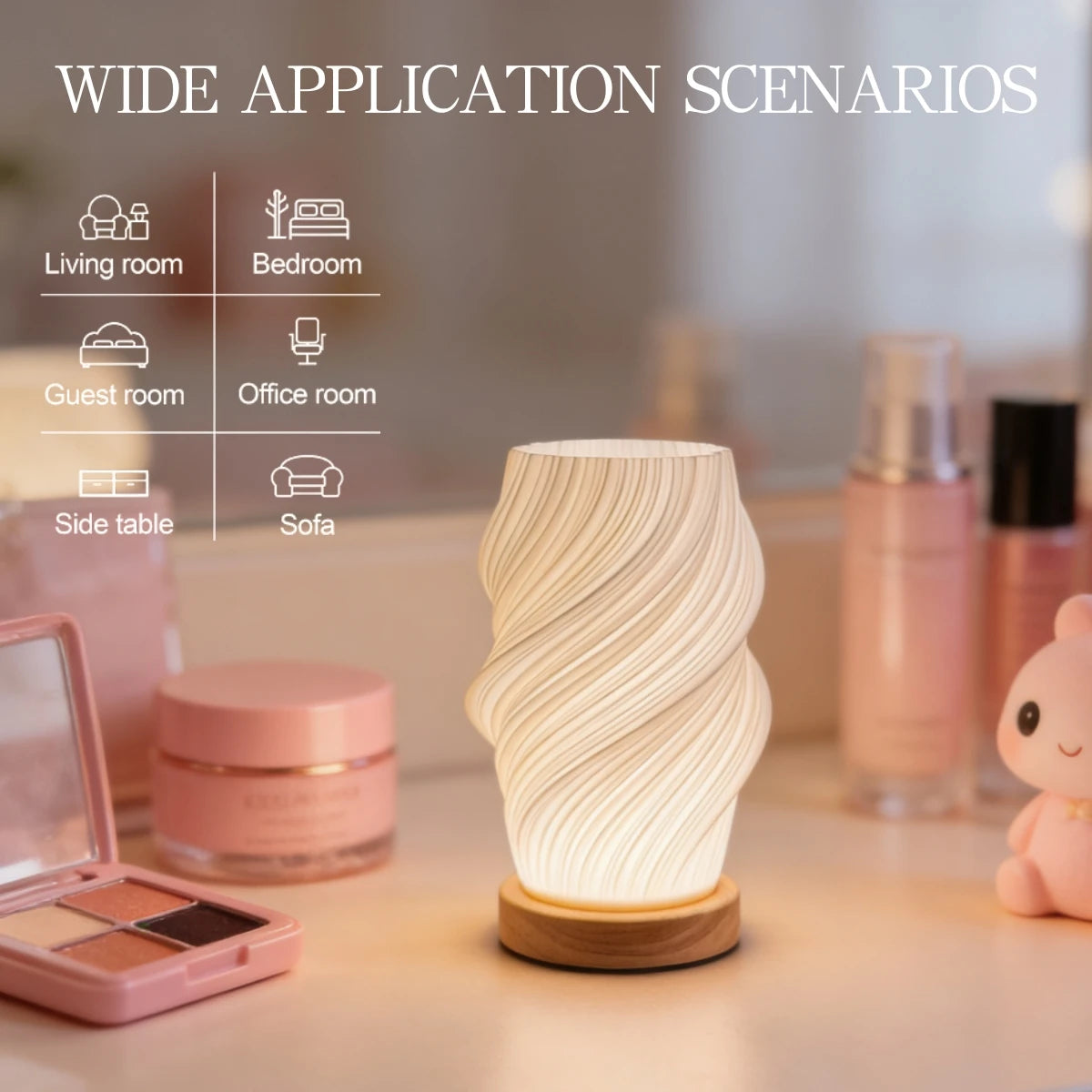 Modern Creative 3D Printed Desk Lamp, USB Dimmable Night Light, Perfect for Bedroom, Living Room, Dormitory Decoration and Light
