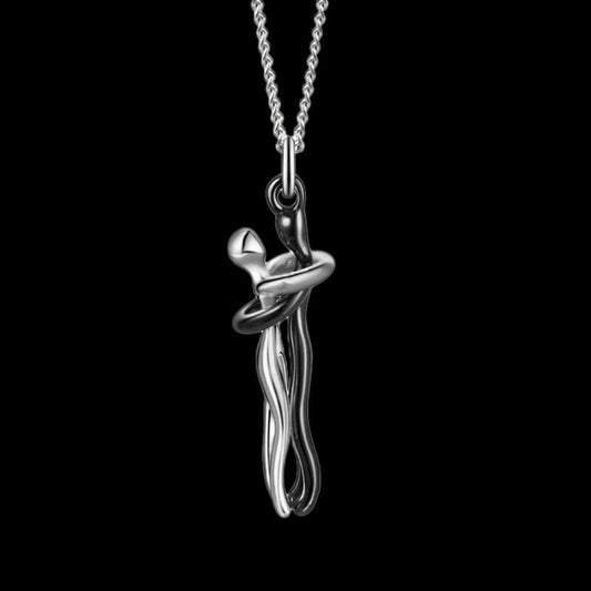 Hug Necklace — Gunmetal Pendant with Keepsake Poem Card